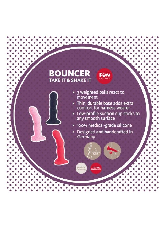Fun Factory Bouncer Red Strap-On Dildo with Rumbling Balls