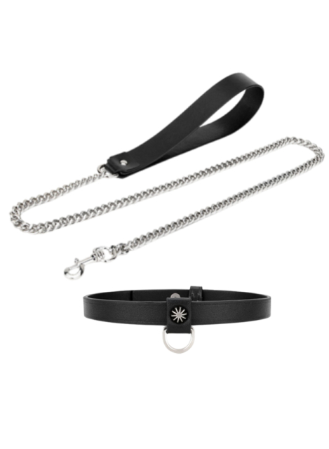 Obei Real Leather Collar and Lead Set