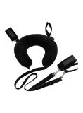 Obei Restrain Me Plush Neck Pillow with Hand and Ankle Cuff Set Black