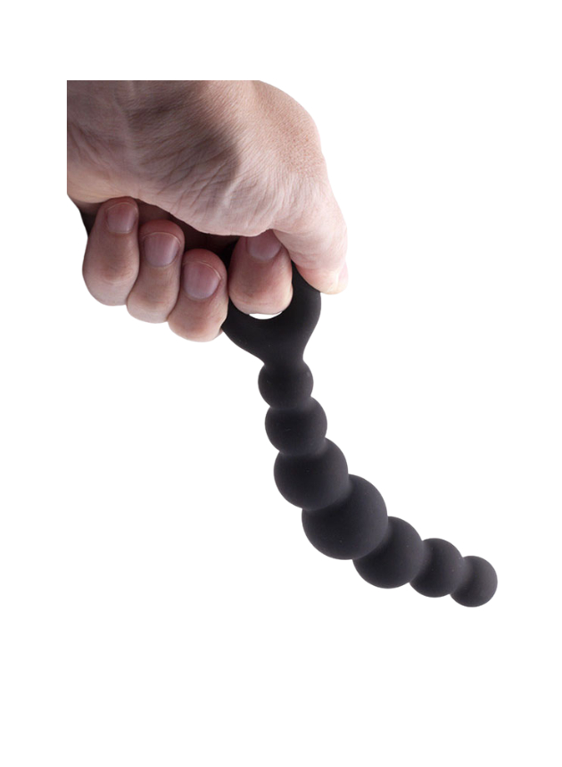 Basiks Noir Curved Pearl String Butt Plug 18.5 cm